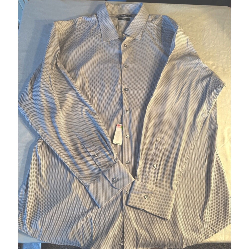 Murano Men’s Dress Shirt, Button Up, NWT, 18/35, Stretch, Light Gray